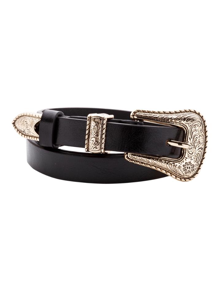 Romwe Vintage Inspired Gold Buckle Belt