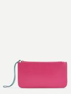 Romwe Hot Pink Contrast Trim Zipper Pu Wallet