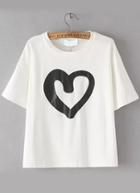 Romwe Heart Print Loose T-shirt
