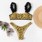 Romwe Appliques Random Leopard Bikini Set