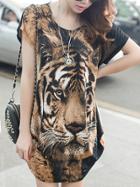 Romwe Tiger Print Loose Fit Dress