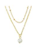 Romwe Alloy Gold Plated Chain Imitation Pearl Pendant Necklace