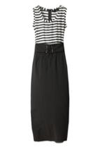 Romwe Retro Stripes Montage Black-white Dress