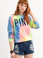 Romwe Multicolor Pastel Tie Dye Print Sweatshirt