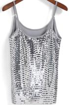 Romwe Spaghetti Strap With Sequined Grey Cami Top