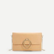 Romwe Double Ring Detail Chain Clutch Bag