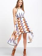 Romwe Multicolor Sleeveless Print Asymmetrical Dress