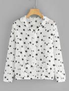 Romwe Star Print Pocket Front Jacket