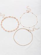 Romwe Beaded And Crystal Chain Choker Necklaces 3pcs