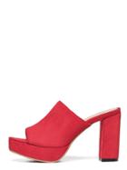 Romwe Red Platform Chunky Mule Sandals