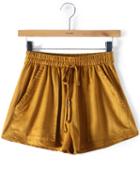 Romwe Yellow Drawstring Elastic Waist Shorts