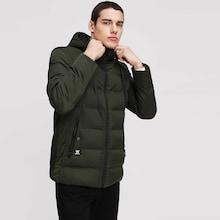 Romwe Men Patched Drawstring Hooded Puffer Coat