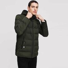 Romwe Men Patched Drawstring Hooded Puffer Coat