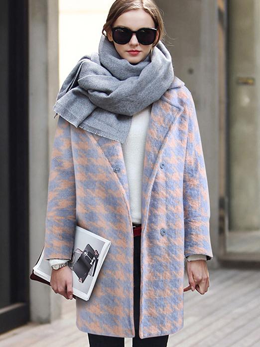 Romwe Multicolor Lapel Long Sleeve Pockets Coat