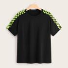 Romwe Plus Contrast Checkerboard Tee