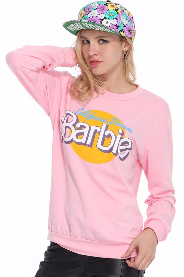 Romwe Romwe Barbie Print Pink Sweatshirt