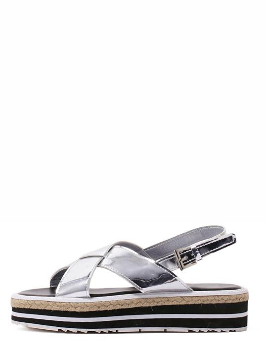 Romwe Silver Peep Toe Thick Bottom Sandals