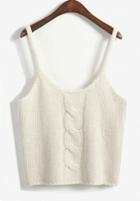 Romwe Spaghetti Strap Cable Knit White Cami Top