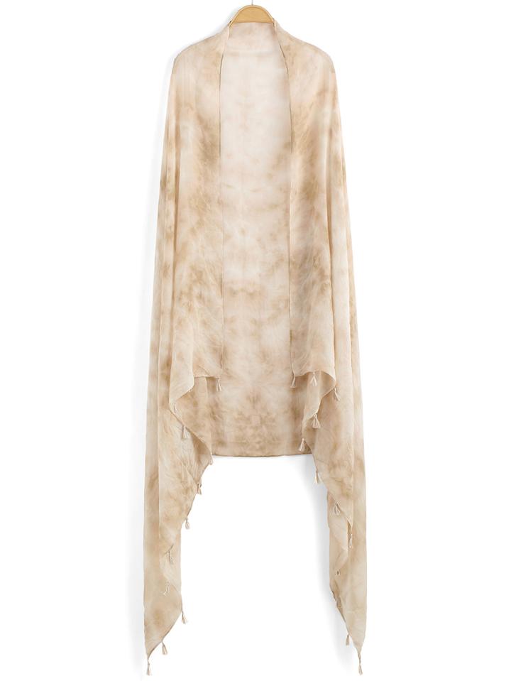 Romwe Tie-dye Tassel Apricot Scarf