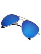 Romwe Blue Lenses Top Bar Sunglasses