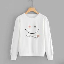 Romwe Frill Letter Print Sweatshirt