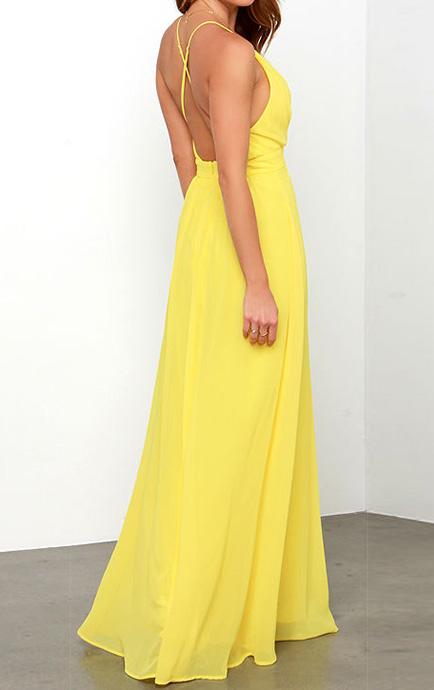 Romwe Deep V Neck Backless Maxi Dress
