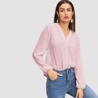 Romwe V Neck Blouson Sleeve Top