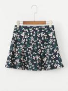 Romwe Ruffle Hem Calico Print Skirt