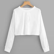 Romwe Striped Tape Sleeve Crop Sweatshirt