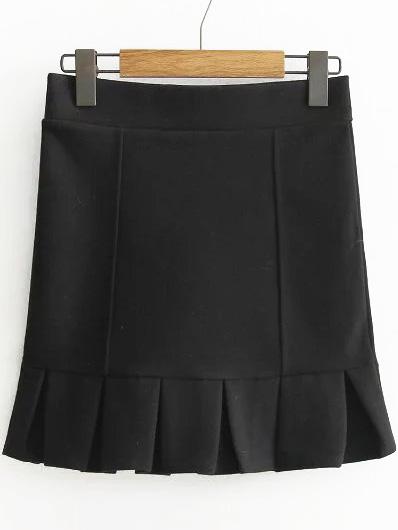 Romwe Black Ruffle Hem Cute Skirt