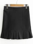 Romwe Black Ruffle Hem Cute Skirt