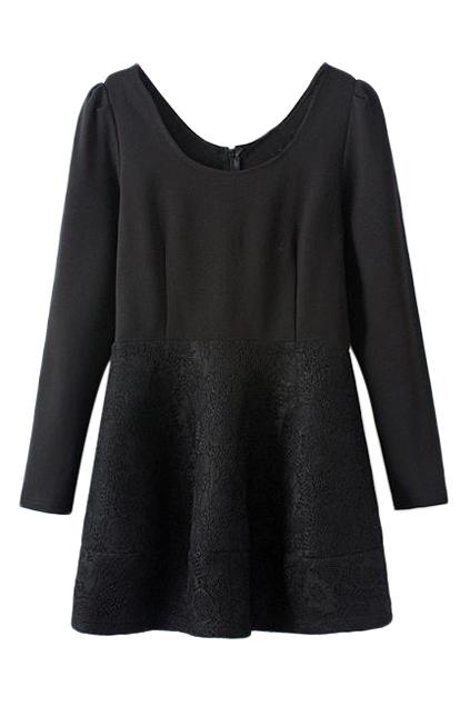 Romwe Jacquard Print Sheer Black Dress