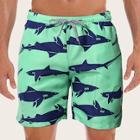 Romwe Guys Shark Print Drawstring Bermuda Shorts