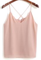 Romwe Spaghetti Strap Loose Apricot Vest