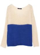 Romwe Dual-tone Hollow Perspective Knitted Jumper