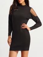 Romwe Contrast Mesh Crew Neck Sweater Dress
