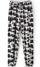 Romwe Elastic Waist Horse Print Pant