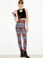 Romwe High Waist Geometric Print Slim Leggings