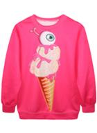 Romwe Ice Cream Print Red Sweatshirt