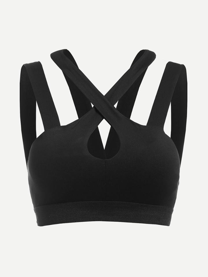 Romwe Cut Out Criss Cross Crop Top
