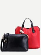 Romwe Red Pu Tassel Trim Convertible Handbag Set