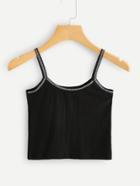 Romwe Letter Tape Trim Cami Top