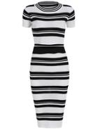 Romwe Short Sleeve Striped Top With Skirt