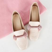 Romwe Tassel Detail Square Toe Loafers