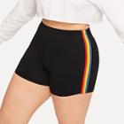 Romwe Plus Contrast Striped Side Cycling Shorts