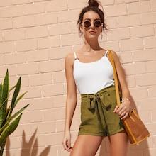 Romwe Ribbed Solid Cami Top