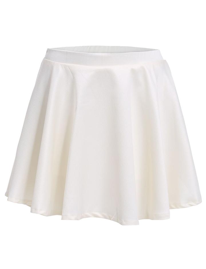Romwe With Zipper Pleated Apricot Skirt