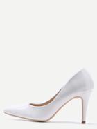 Romwe White Faux Patent Leather Pointed Toe Pumps