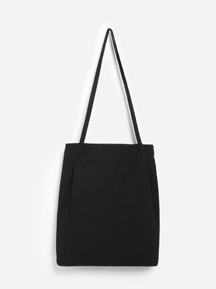 Romwe Plain Canvas Tote Bag