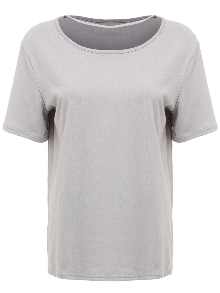Romwe Strappy Neck Grey T-shirt